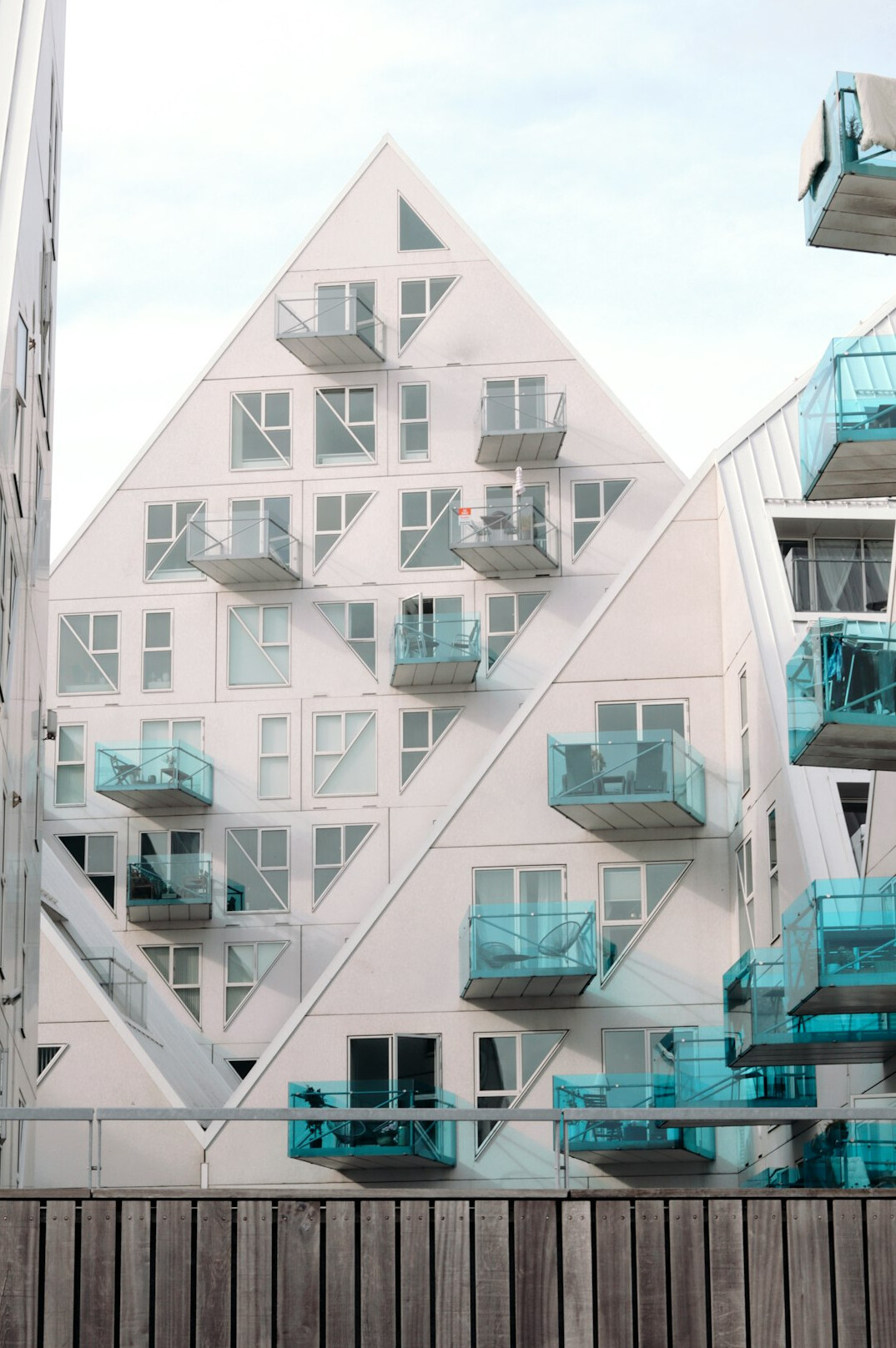 Geometric facade of a modern Danish building in Aarhus