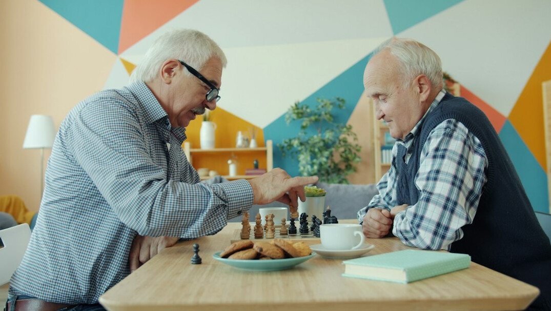 elderly man sharing story